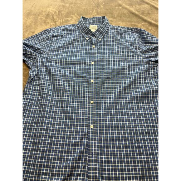 LL Bean Shirt Mens XL Reg Button Down Blue‎ Check Long Sleeve Business Casual - Picture 1 of 6